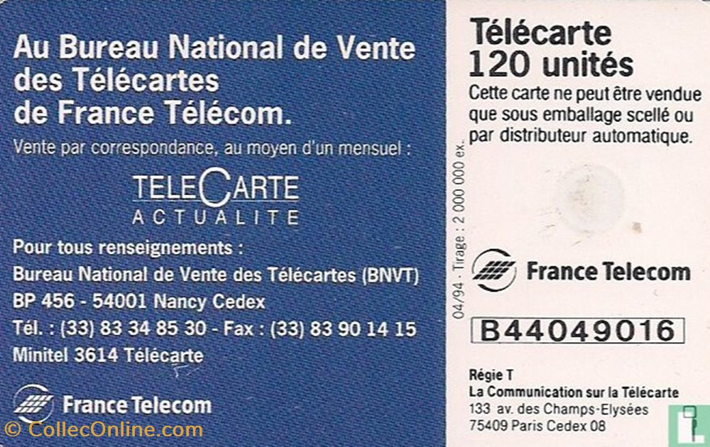 divers telephoniques france bureau national de vente des telecartes gemplus 01 1 1988