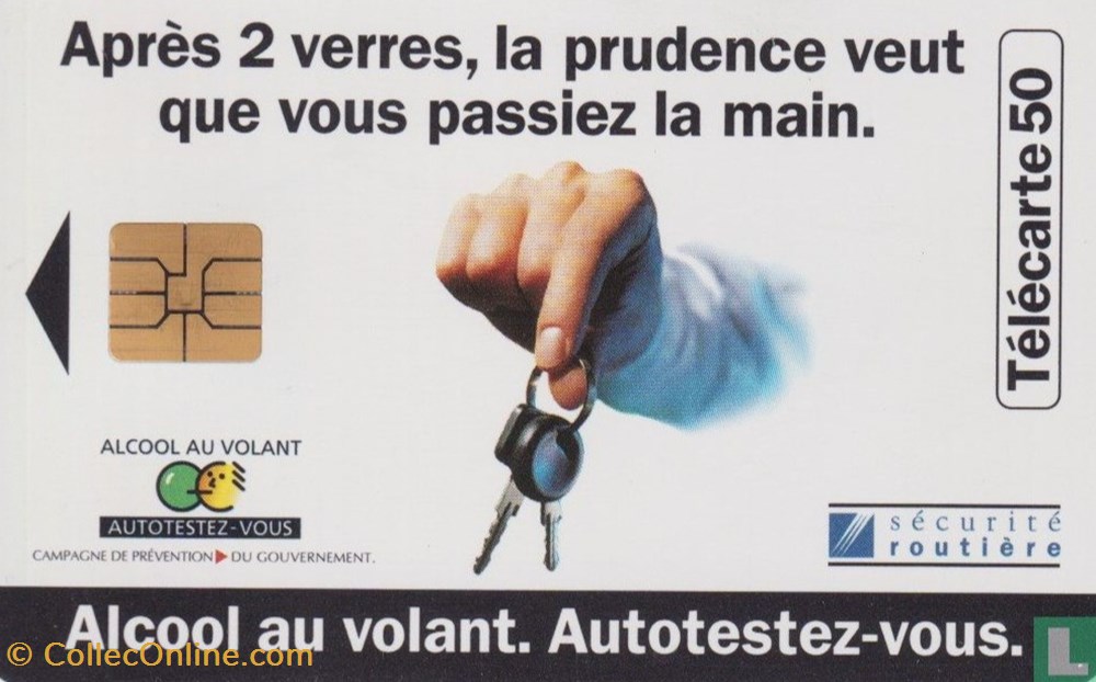 divers telecartes cartes telephoniques france alcool au volant securite routiere solaique 03 1990