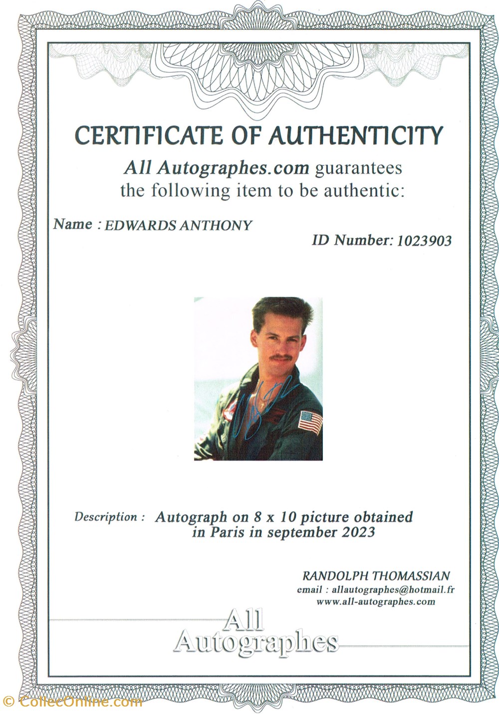 Anthony Edwards-Top Gun cinema series autographes anthony edwards top gun