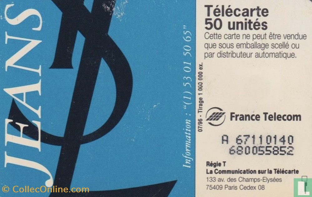 divers telecartes cartes telephoniques france yves saint laurent jeans solaique 03 1990