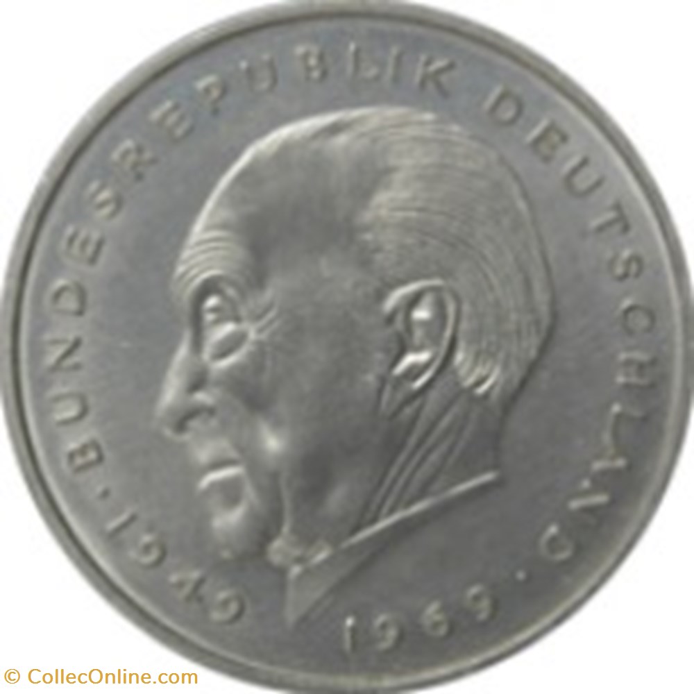 2 deutsche mark Konrad Adenauer Allemagne 1985 (D) monnaies monde 2 deutsche mark konrad adenauer allemagne 1985 d