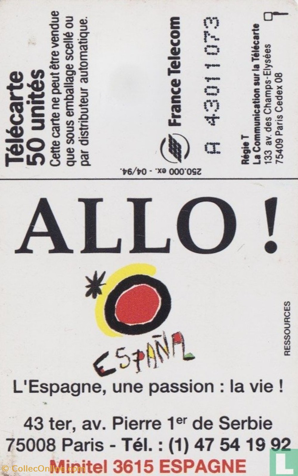 divers telecartes cartes telephoniques france hola cathedrale solaique 03 1990