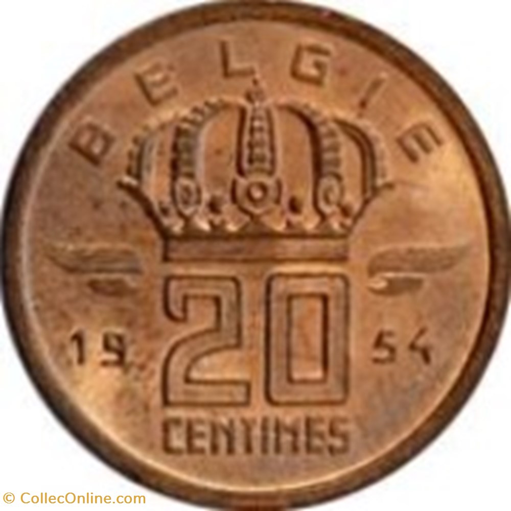 monnaies monde 20 centimes neerlandais mineur belgique 1953
