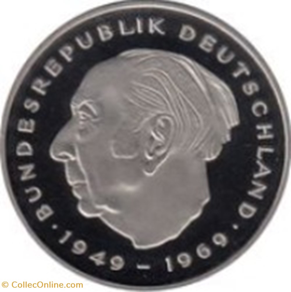 2 deutsche mark Allemagne 1971 (G) Theodor Heuss monnaies monde 2 deutsche mark allemagne 1971 g theodor heuss
