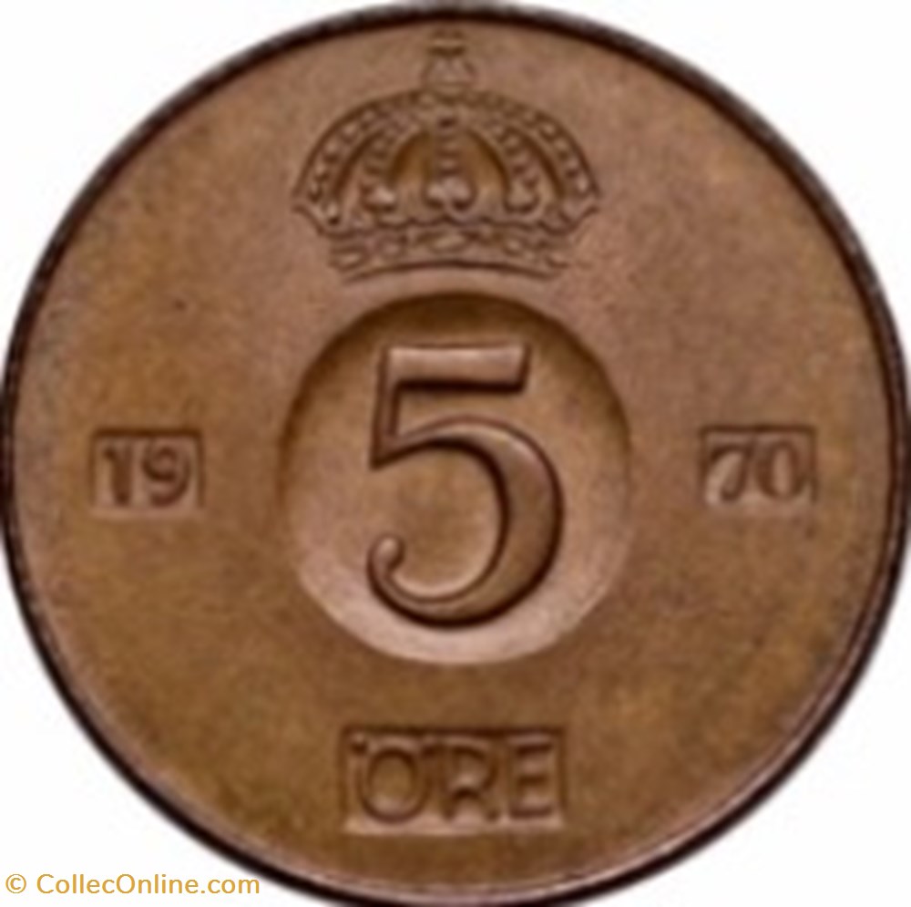 5 öre Gustaf VI Adolf Suède 1967 monnaies monde 5 ore gustaf vi adolf suede 1967
