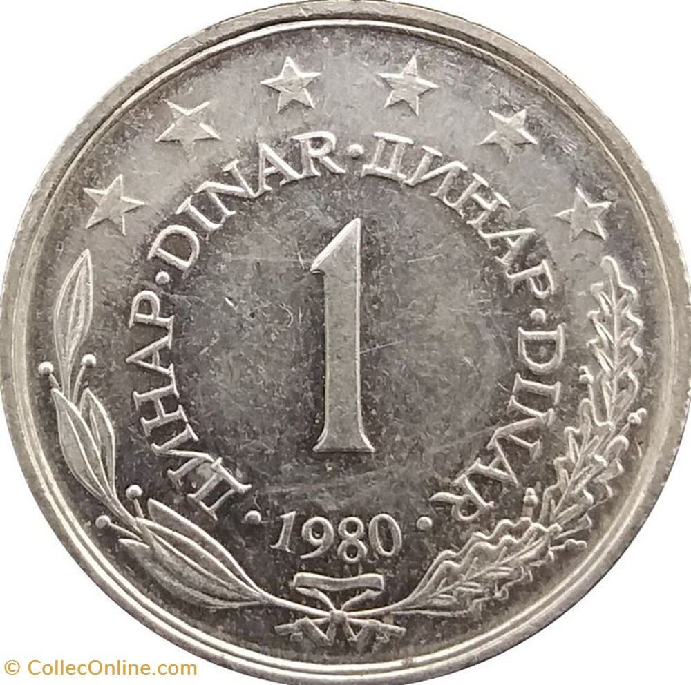 1 Dinar Yougoslavie 1980 monnaies monde 1 dinar yougoslavie 1980