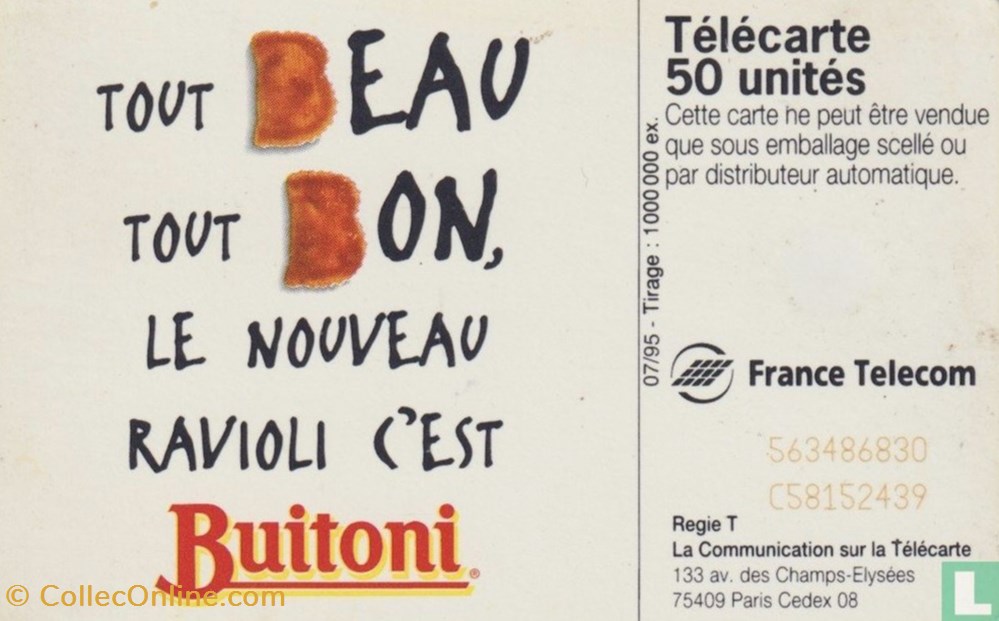 France- Buitoni-Schlumberger 07.1 (1992) divers telecartes cartes telephoniques france buitoni schlumberger 07 1 1992