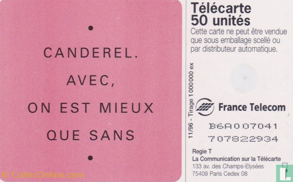 France-Canderel- Gemplus 01.2 divers telecartes cartes telephoniques france canderel gemplus 01 2