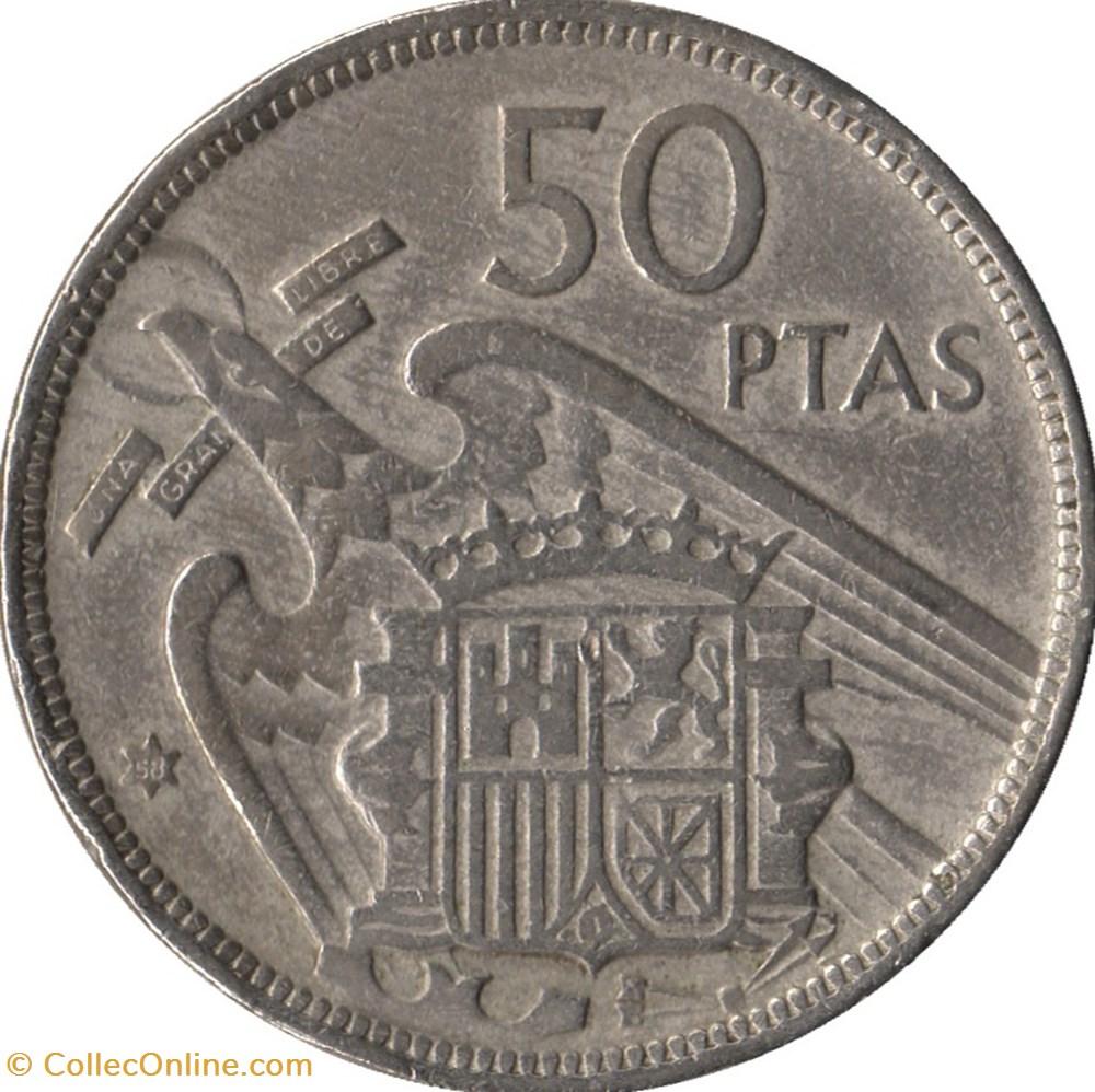 50 Pesetas Espagne 1957 (59) Franco monnaies monde 50 pesetas espagne 1957 59 franco
