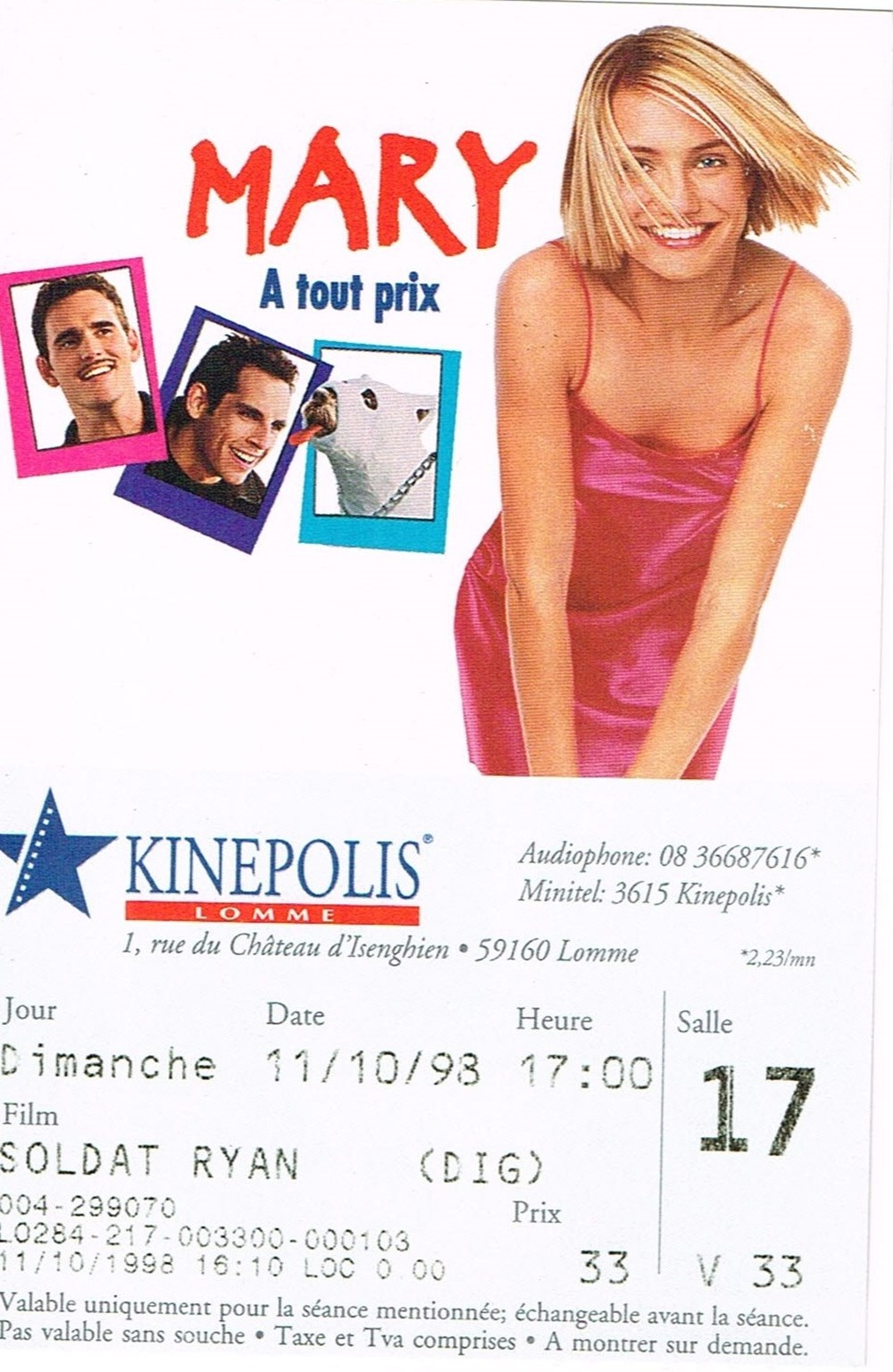 Mary à tout prix documents anciens tickets d entree mary a tout prix
