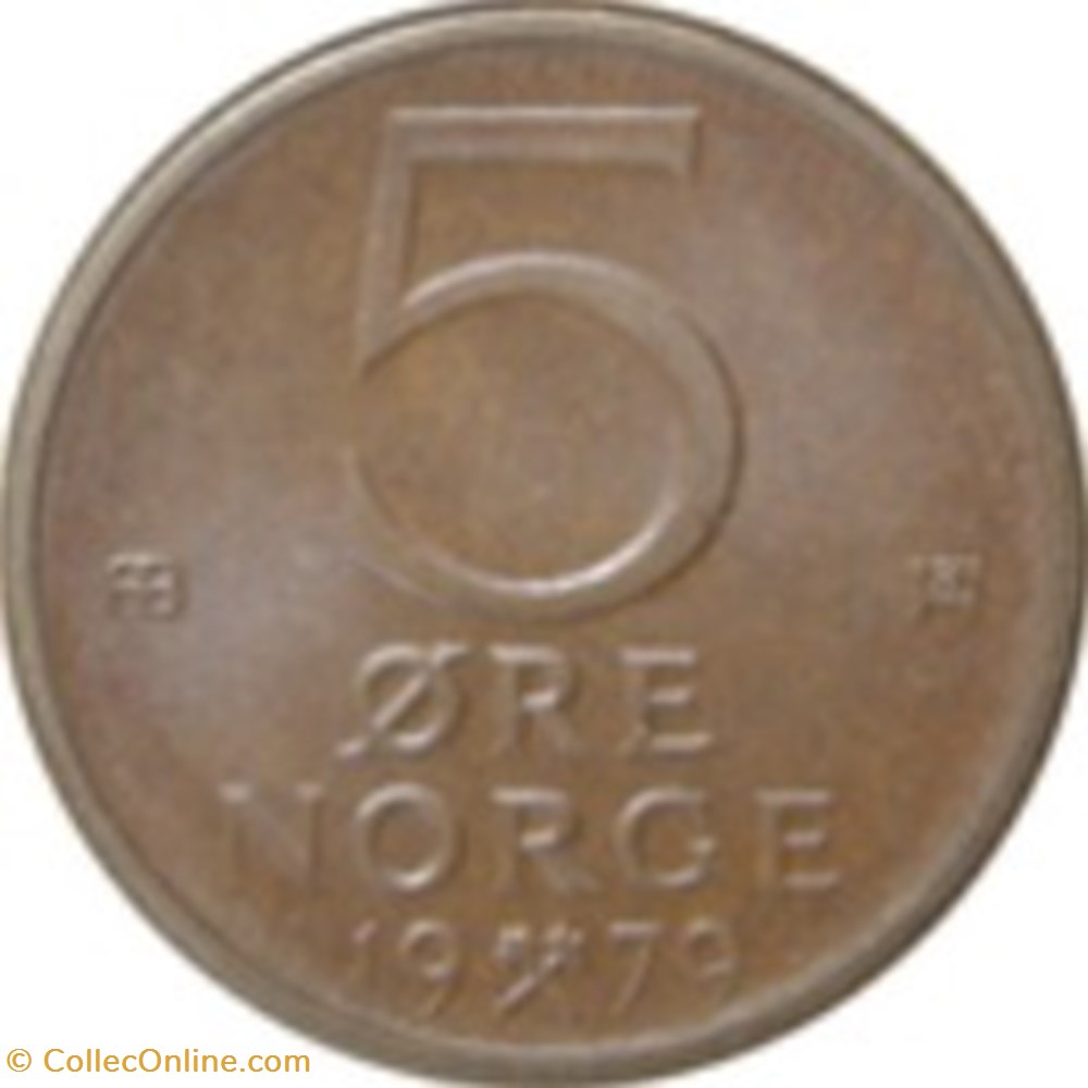 5 øre - Olav V Norvège 1977 monnaies monde 5 re olav v norvege 1977