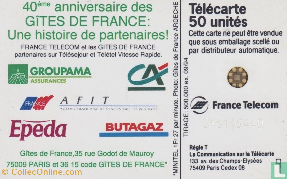 divers telecartes cartes telephoniques france gites de france schlumberger 05an