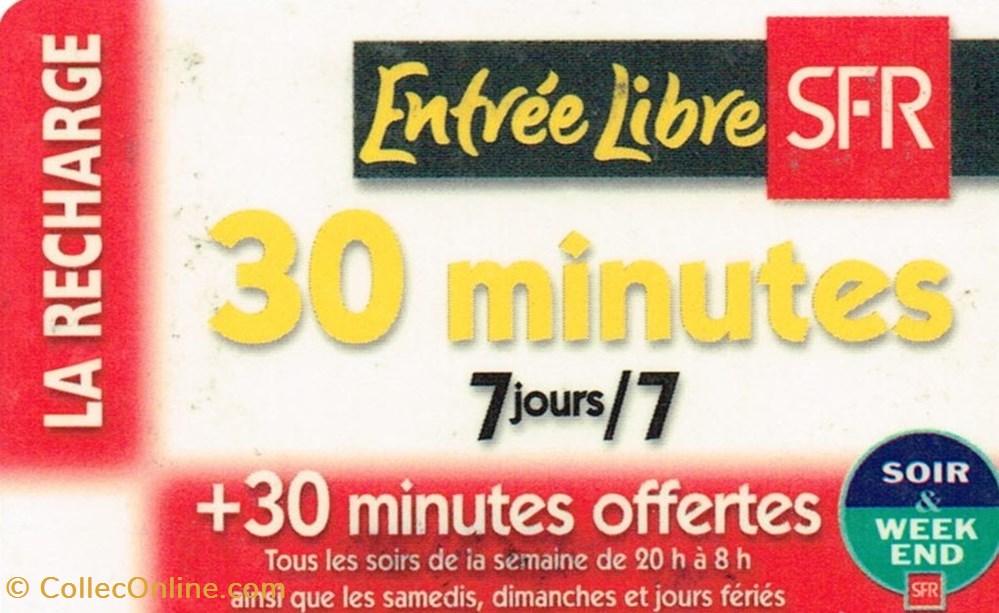 divers telecartes cartes telephoniques france sfr 30 30