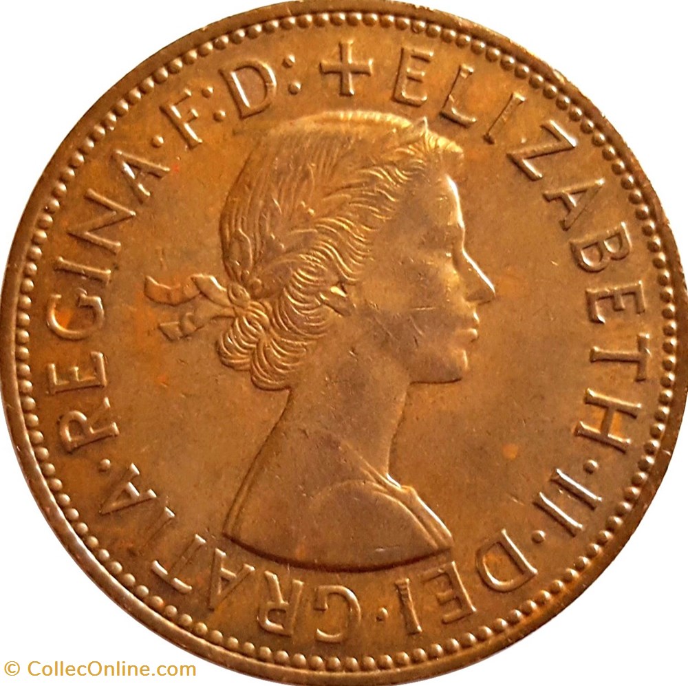 1 penny Elizabeth II 1re effigie Angleterre , sans "BRITT:OMN:" 1962 monnaies monde royaume uni 1 penny elizabeth ii 1re effigie angleterre sans britt omn 1962