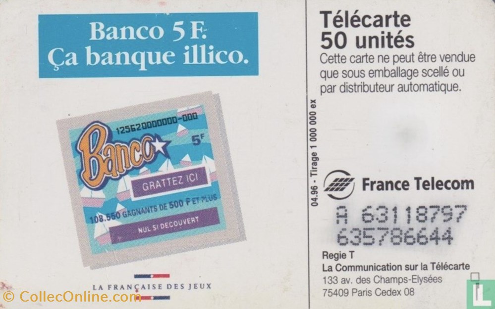 France- Banco- Solaïque 03 (1990) divers telecartes cartes telephoniques france banco solaique 03 1990