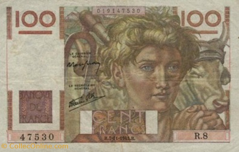 billets europe france 100 francs jeune paysan type 1945