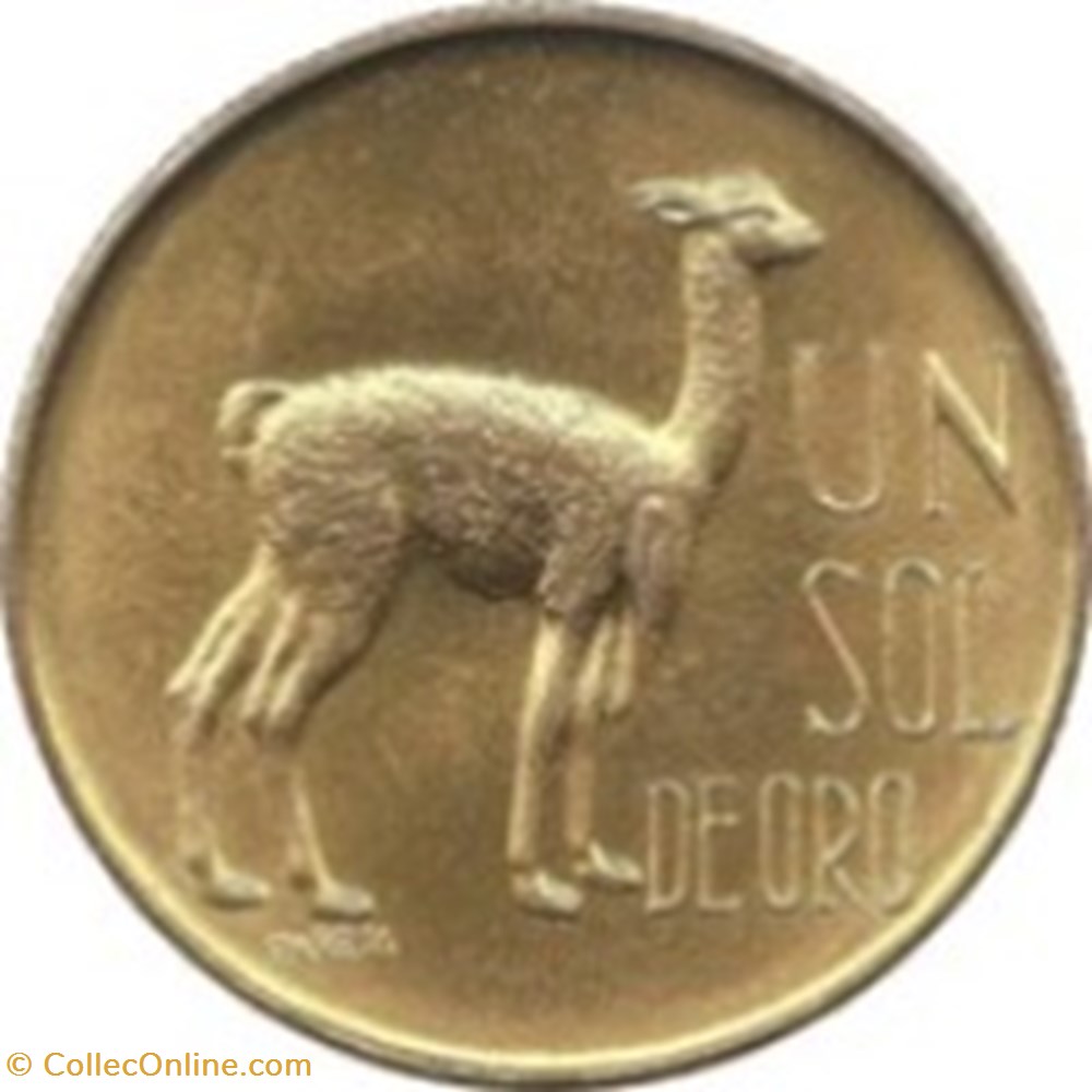 monnaies monde 1 sol de oro lama perou 1974