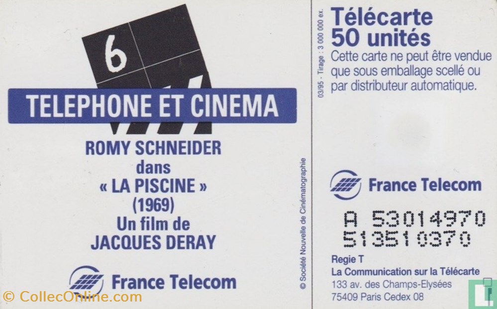 France Romy Schneider dans La Piscine- Solaïque 03 (1990) divers telecartes cartes telephoniques france romy schneider dans la piscine solaique 03 1990