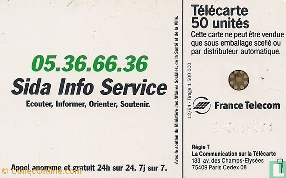 divers telecartes cartes telephoniques france sida info service schlumberger 05an