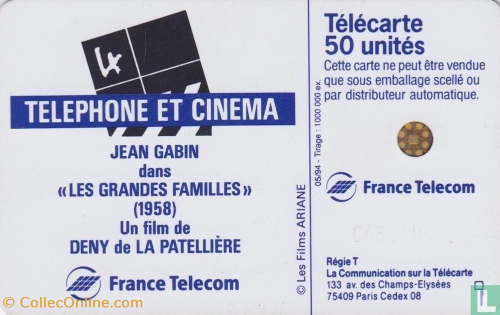divers telecartes cartes telephoniques france jean gabin schlumberger 05an