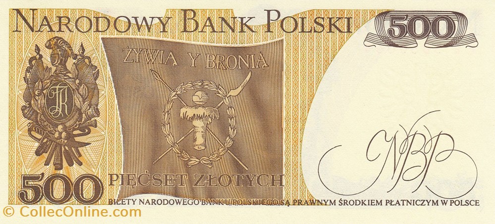billets pologne 500 zloty 1982