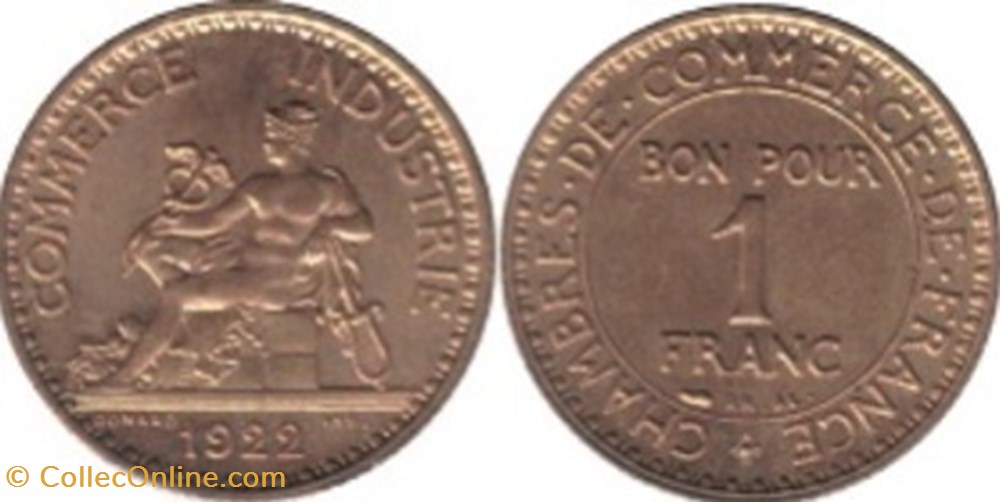 1 Franc Chambre de commerce 1924 monnaies 1 franc chambre de commerce 1924