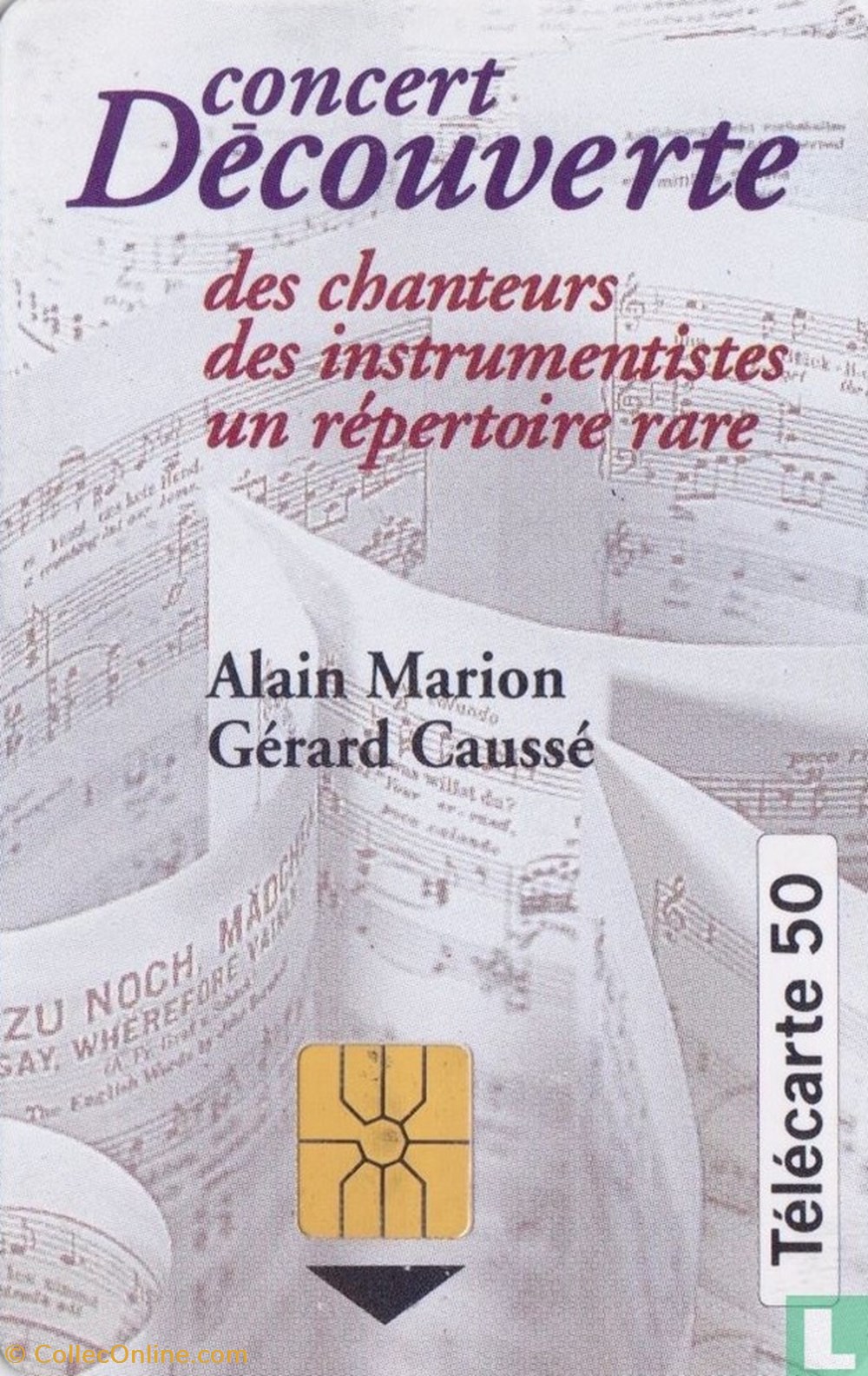 divers telecartes cartes telephoniques france concert decouverte gemplus 01 1 1988