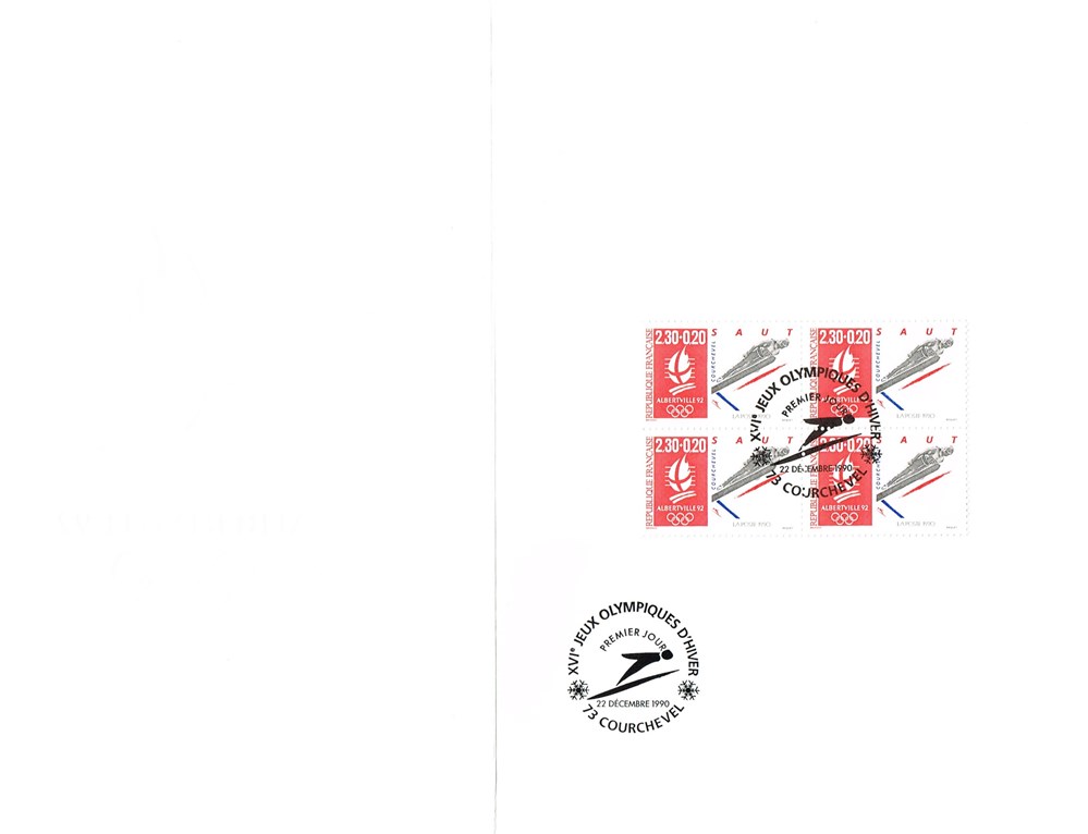 timbres europe document 1er jour 16eme jeux olympique hiver saut