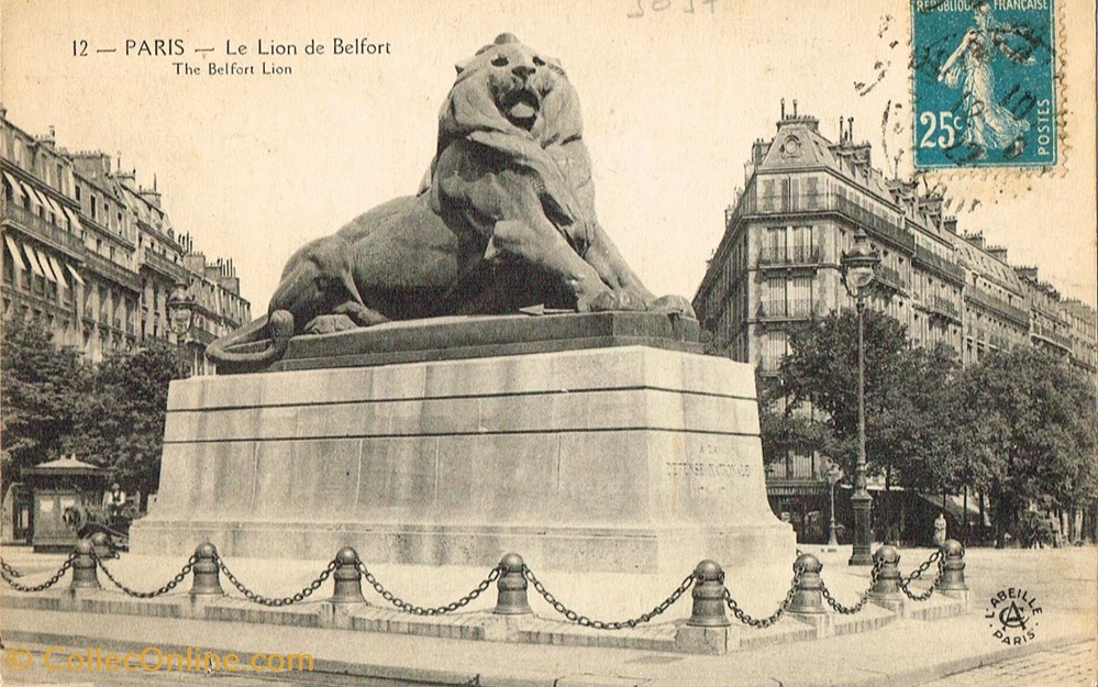 cartes postales france paris le lion de belfort