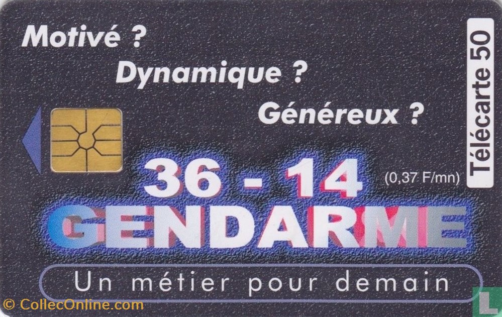 France- 36 - 14 Gendarme- Gemplus 01.1 (1988) divers telecartes cartes telephoniques france 36 14 gendarme gemplus 01 1 1988