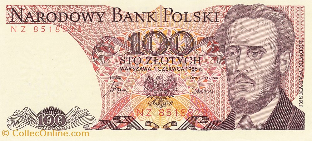 Pologne-100 Zloty 1988 billets pologne 100 zloty 1988