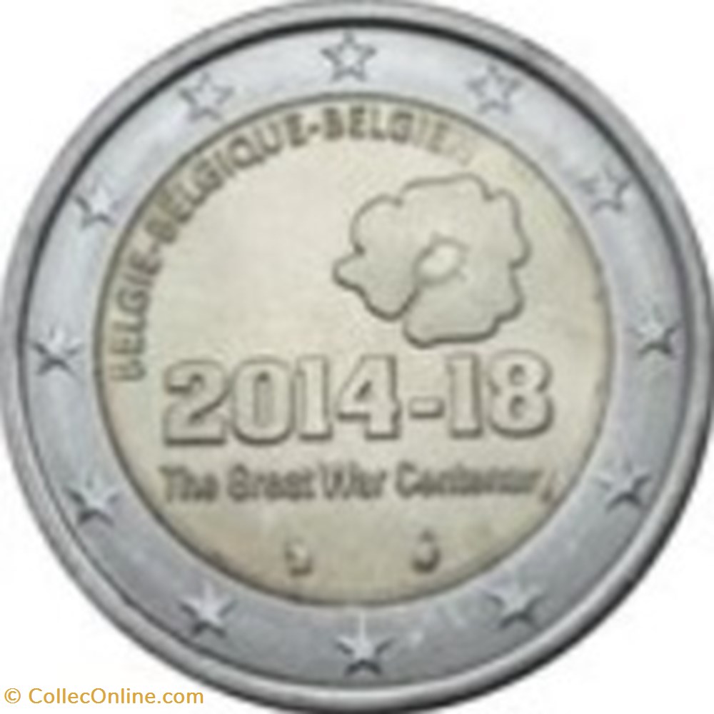 monnaies 2 euros belgique 2014 1ere guerre mondiale