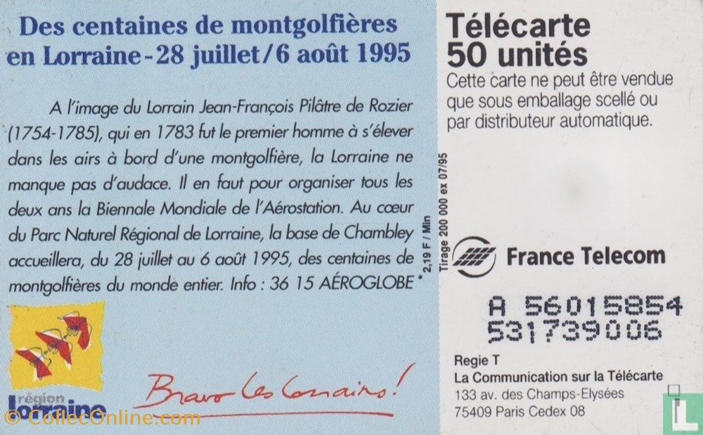 divers telecartes cartes telephoniques france lorraine 95 solaique 03 1990