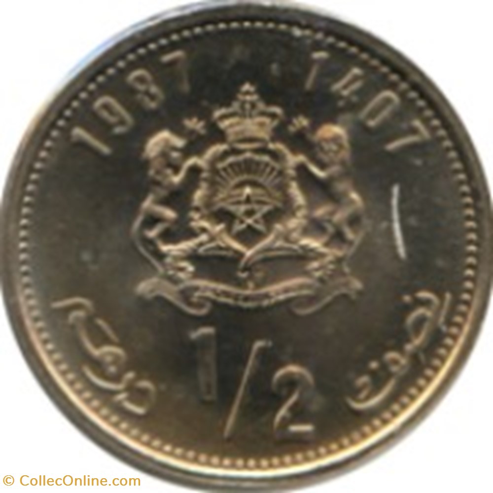 ½ dirham Hassan II 3e effigie Maroc 1987 monnaies monde dirham hassan ii 3e effigie maroc 1987