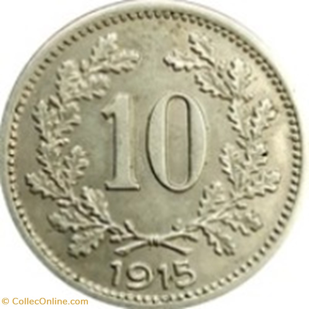 monnaies monde 10 heller franz joseph i blason avec lion et etoiles autriche 1915
