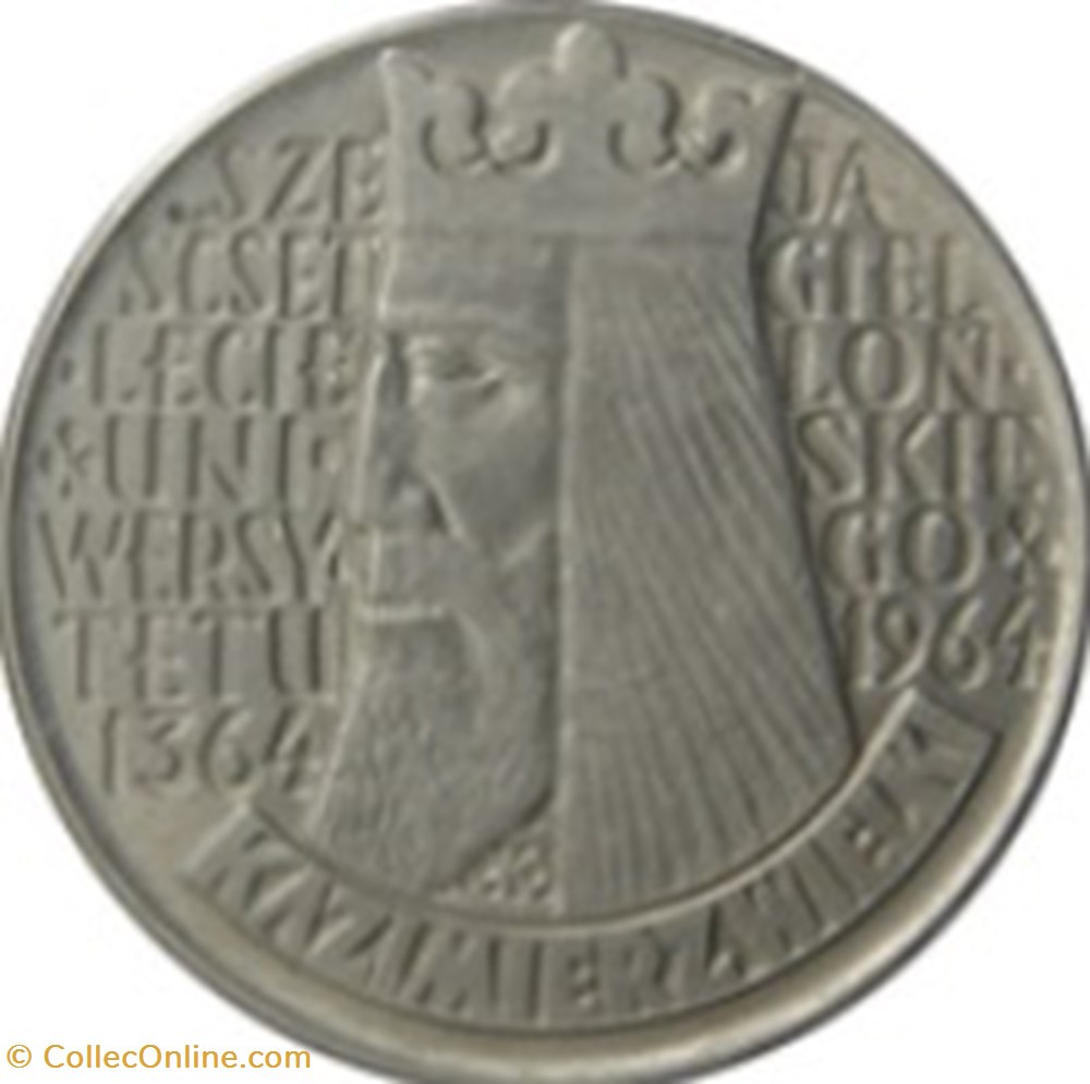 10 zlotys Kazimierz Wielki Legends incuse; Trial Strike Pologne 1964 monnaies monde 10 zlotys kazimierz wielki legends incuse trial strike pologne 1964