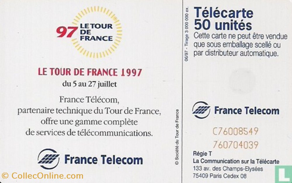 France- Tour de France 97- Schlumberger 07.1 (1992) divers telecartes cartes telephoniques france tour de france 97 schlumberger 07 1 1992