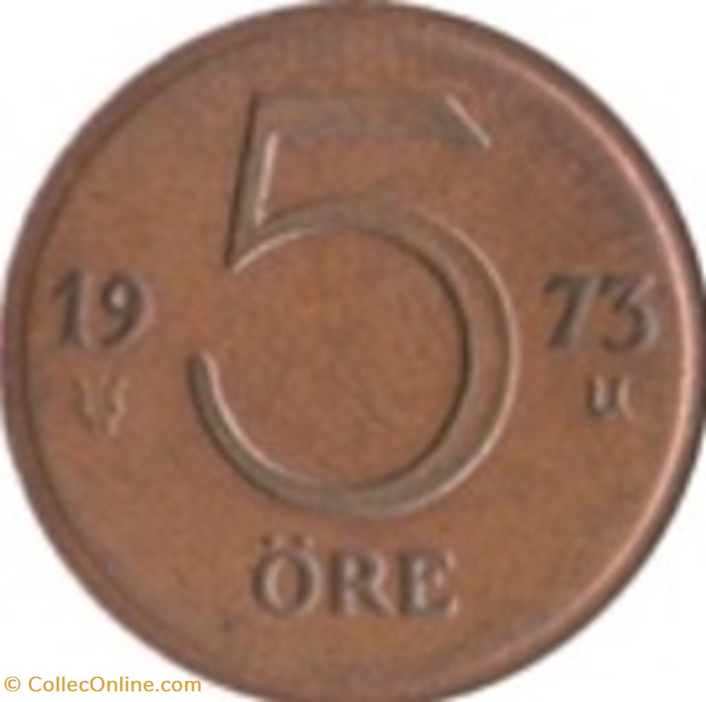 5 öre Gustaf VI Adolf Suède 1972 monnaies monde 5 ore gustaf vi adolf suede 1972