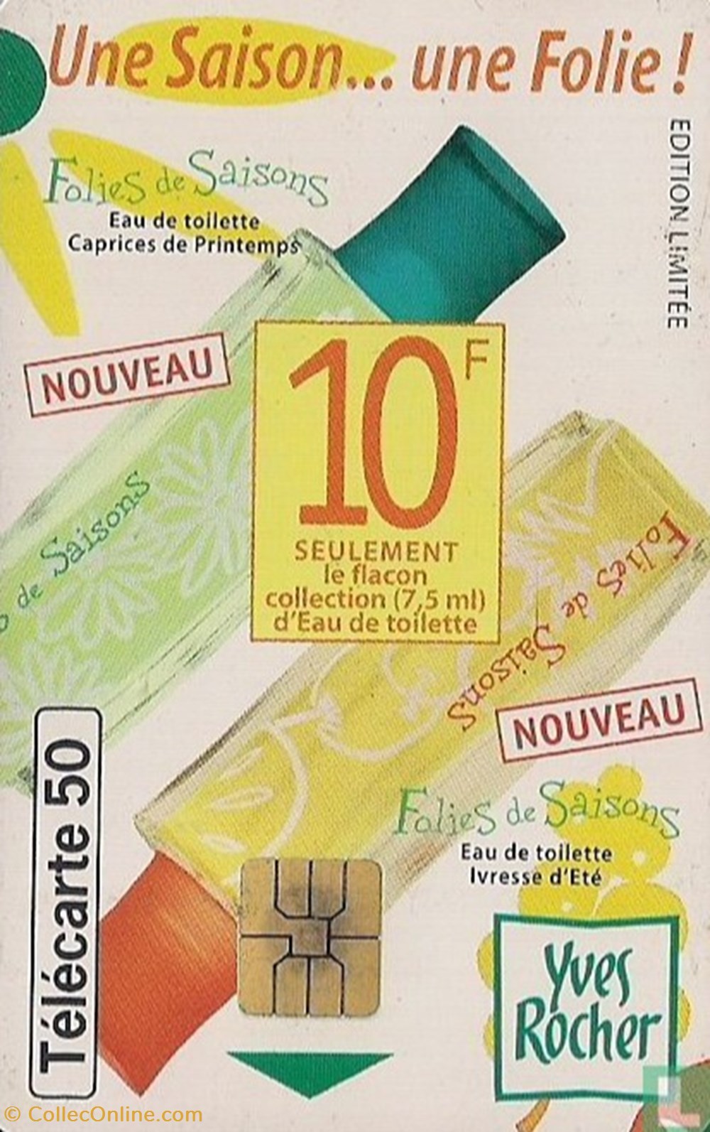 divers telecartes cartes telephoniques france yves rocher solaique 03 1990