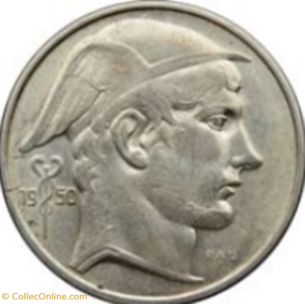 monnaies monde 50 francs prince charles type mercure en neerlandais belgique 1954