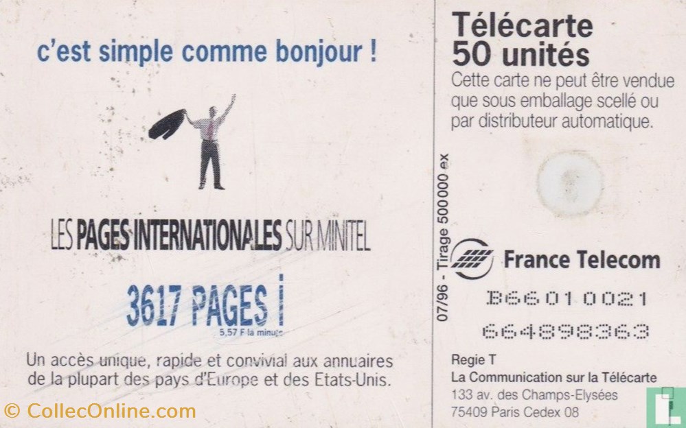 divers telecartes cartes telephoniques france 3617 pages i gemplus 01 1 1988