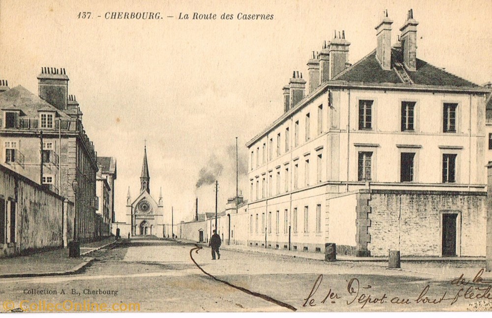 cartes postales france manche cherbourg la route des casernes