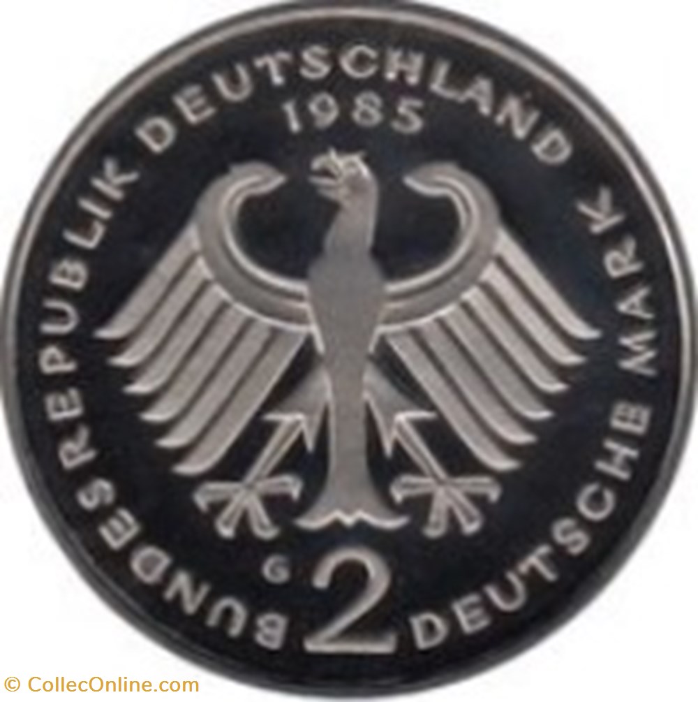 2 deutsche mark Allemagne 1971 (G) Theodor Heuss monnaies monde 2 deutsche mark allemagne 1971 g theodor heuss