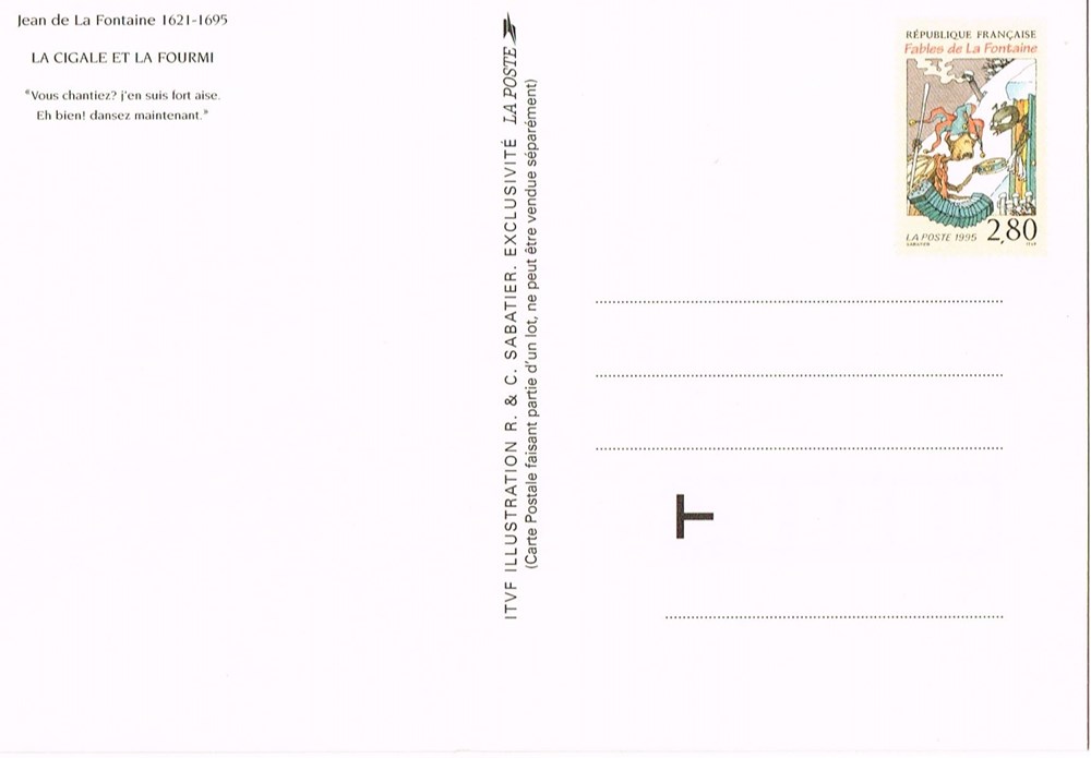 timbres europe carte poste jean de la fontaine