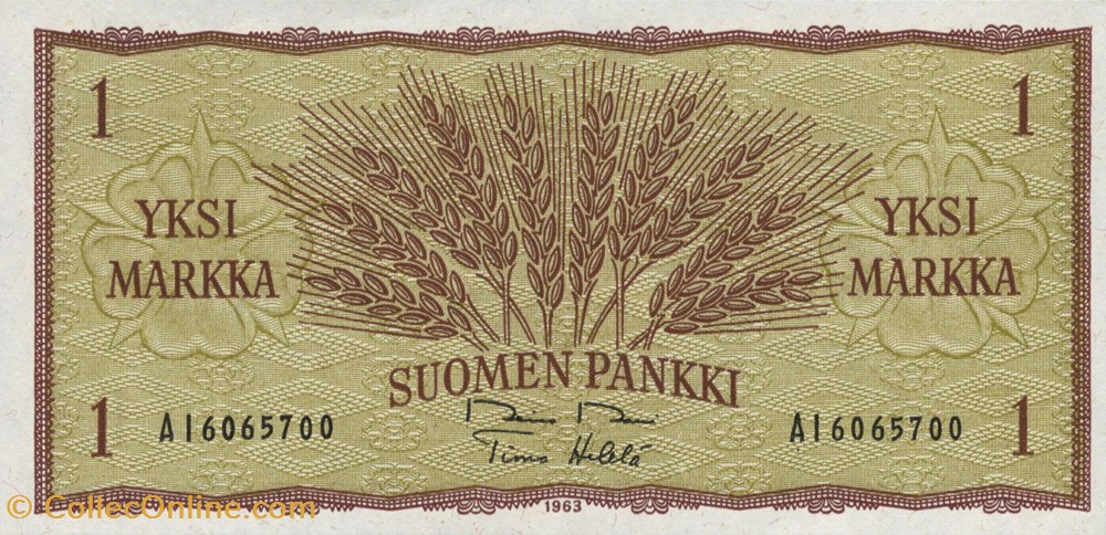Finlande-1 mark 1963 billets finlande 1 mark 1963