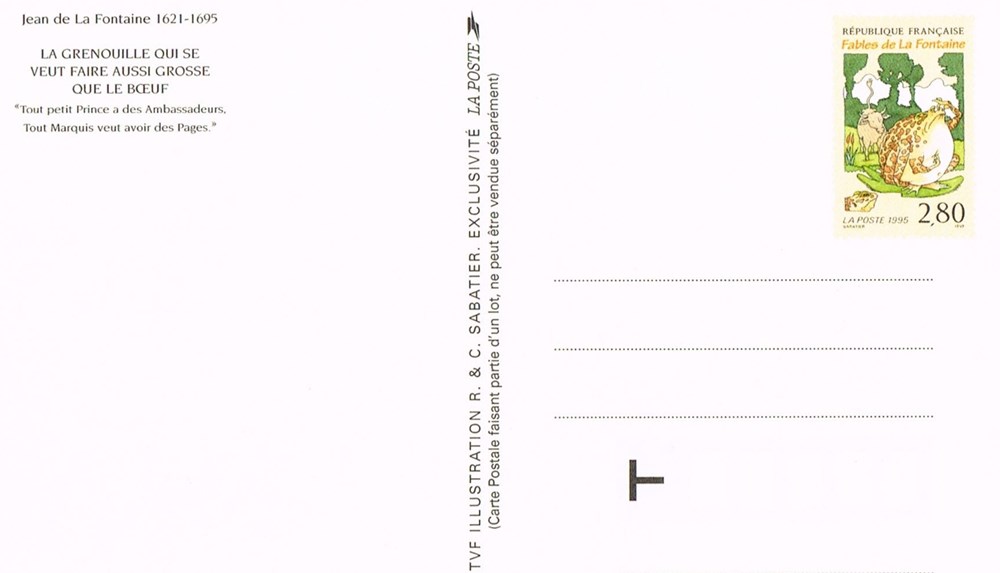 timbres europe carte poste jean de la fontaine