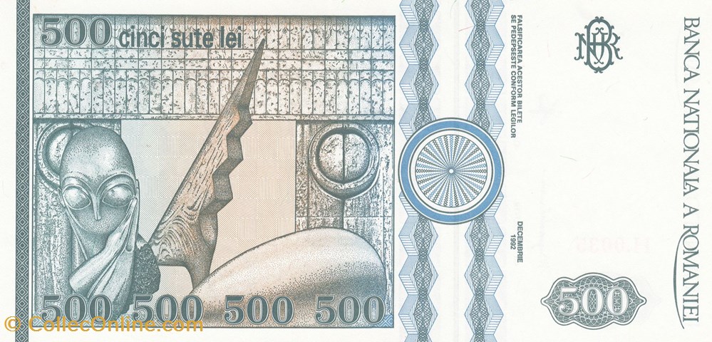 Roumanie-500 Lei 1992 billets roumanie 500 lei 1992