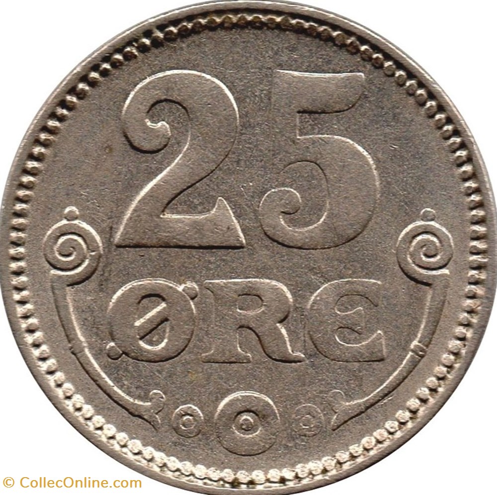 25 Ore Danemark 1920 Christian X monnaies monde 25 ore danemark 1920 christian x