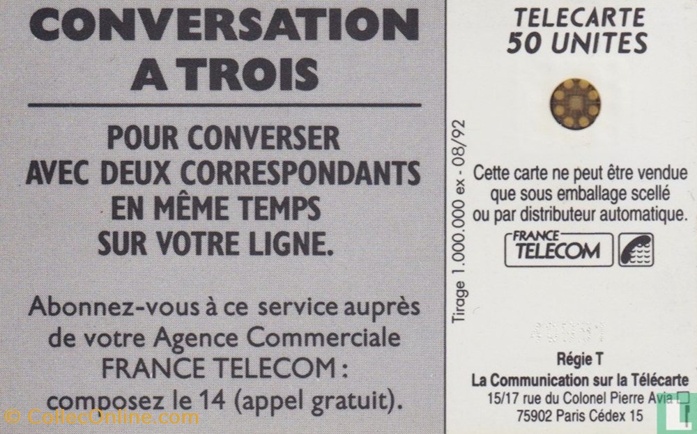 France- Conversation a trois- Schlumberger 04an divers telecartes cartes telephoniques france conversation a trois schlumberger 04an