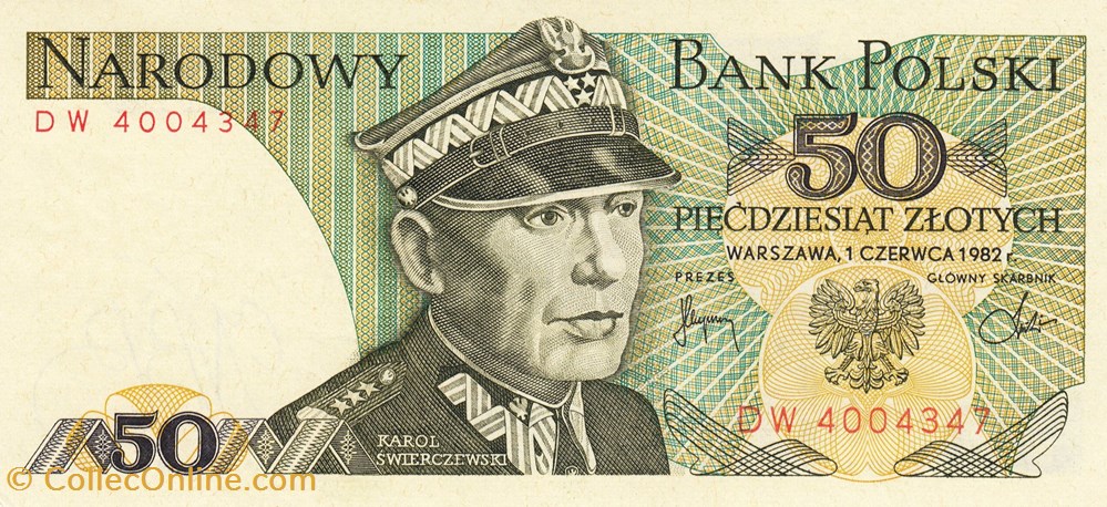 Pologne-50 Zloty 1988 billets pologne 50 zloty 1988